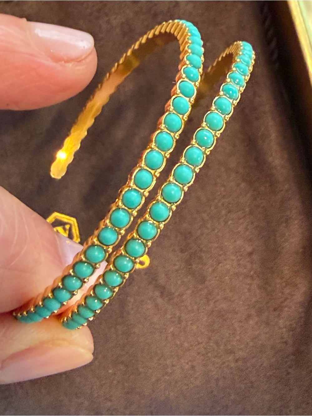 New in Box Julie Vos Juliette Large Hold Turquoise Blue Hoop Earrings - Picture 7 of 14